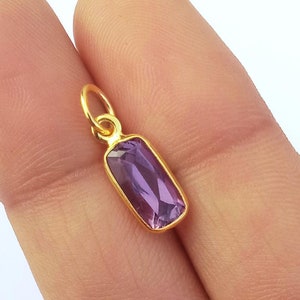 Handmade 18k Gold Amethyst Charm Pendant: February Birthstone