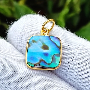 Handmade 18k Gold Abalone Pendant: Dainty Teardrop Charm