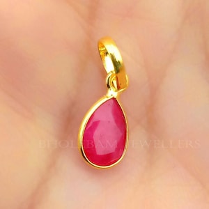 Ruby Gold Charm ,18k Gold Pendant, Natural Ruby  Gemstone Charm ,Handmade Gold Charm, Ruby Charm Necklace, Dainty Gold Pendant