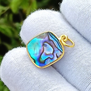 Handmade 18k Gold Abalone Pendant: Dainty Teardrop Charm