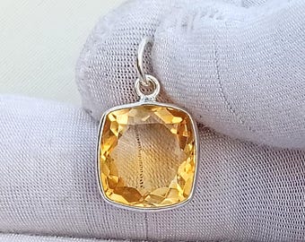 Sterling Silver Citrine Charm Pendant: 925 Stamp Handmade charm