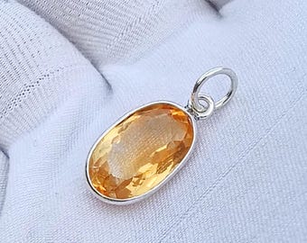 Sterling Silver Citrine Charm Pendant: 925 Stamp Handmade charm