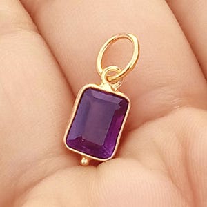 Handmade 18k Gold Amethyst Charm: Dainty Gemstone Pendant