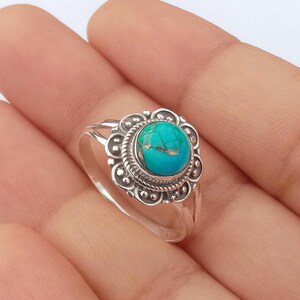Blue Copper Turquoise Ring: Sterling Silver Statement Ring, Handmade