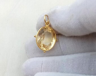 Handmade 18k Yellow Gold Citrine Charm Pendant