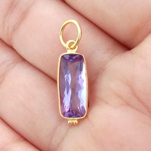 18k Gold Amethyst Charm: Handmade Solid Gold Pendant