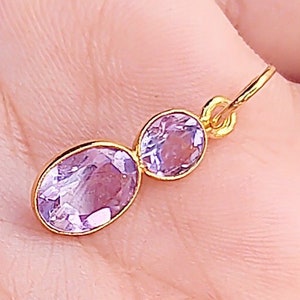 18k Gold Amethyst Charm Pendant: Handmade Dainty Necklace