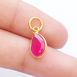 Ruby Gold Charm ,18k Gold Pendant, Natural Ruby  Gemstone Charm ,Handmade Gold Charm, Ruby Charm Necklace, Dainty Gold Pendant