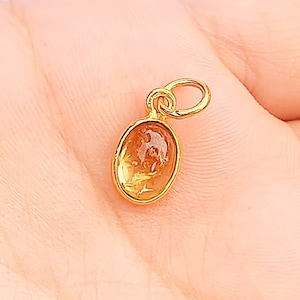 Handmade 18k Gold Yellow Tourmaline Pendant Charm