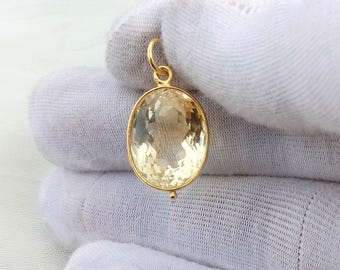 Handmade 18k Yellow Gold Citrine Charm Pendant