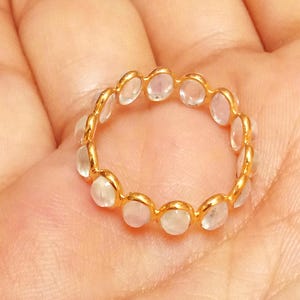 Natural Moonstone Eternity Ring: 18K Solid Yellow Gold  Band Ring