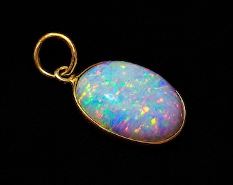 Handmade 18k Gold Australian Opal Charm Pendant