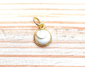 Collier Pendentif œil Shiva En Or 18k Massif - Pierre Naturelle, Fait Main, Gravé, 10x17mm - Neuf