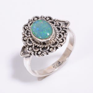 Handmade Ethiopian Opal Ring: Sterling Silver Statement Ring