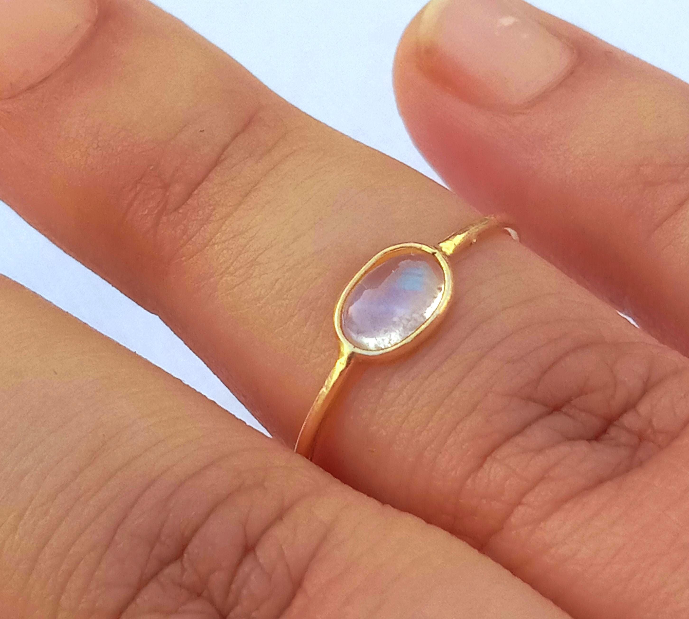ハンドメイド18金ムーンストーンリング：天然宝石ジュエリー - Etsy 日本