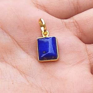 Lapis Lazuli Gold Charms,18K Yellow Gold Necklace ,Gemstone Charms , boho Charms ,Natural Lapis Lazuli Charms Pendant , Gift for Her