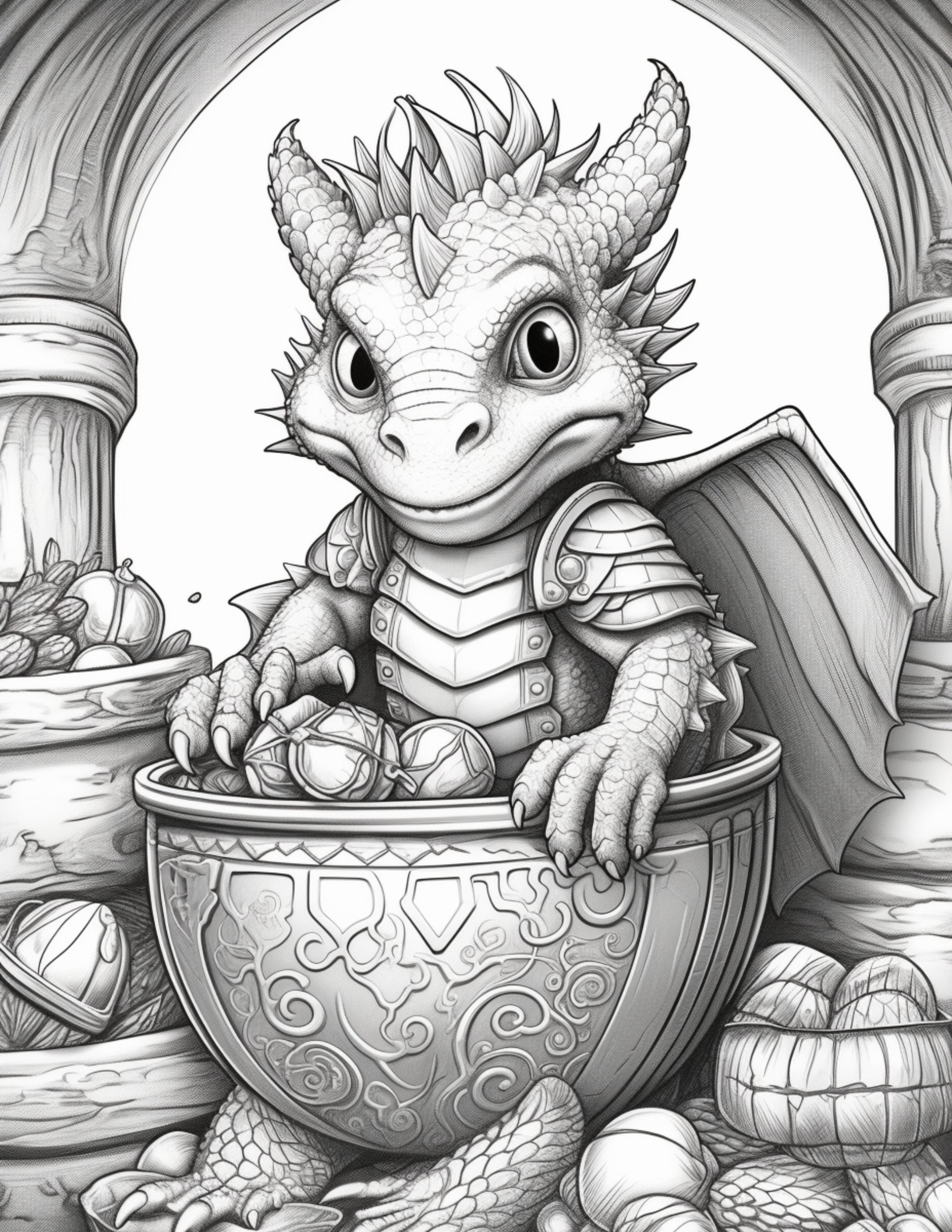 Baby Dragons Coloring Page for Adults and Kids Fantasy - Etsy