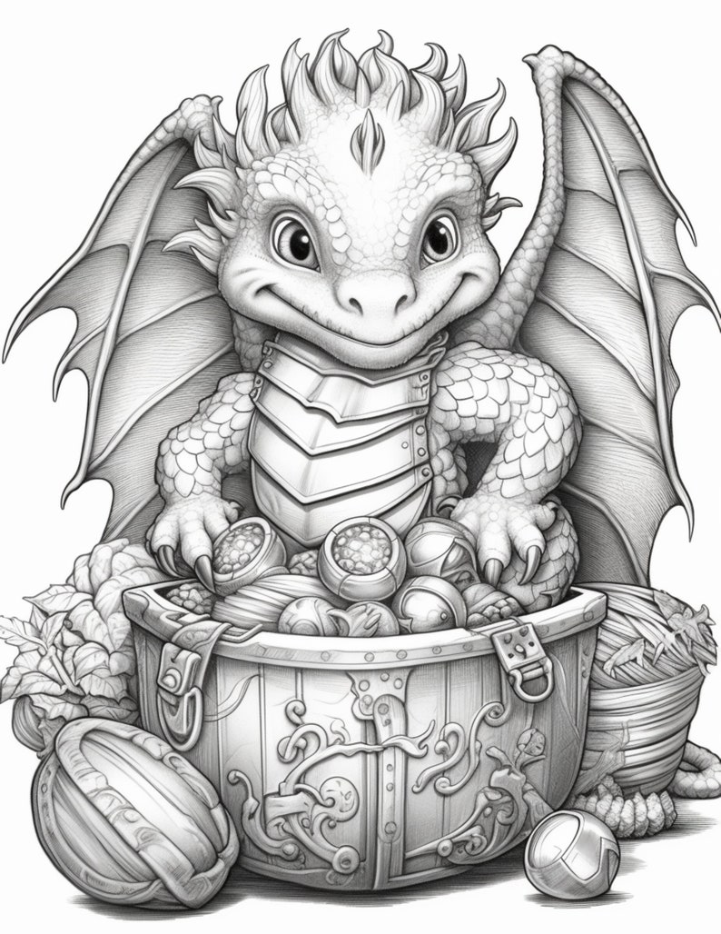 Baby Dragons Coloring Page for Adults and Kids Fantasy - Etsy
