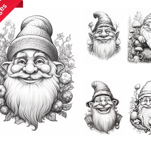 Garden Gnomes Grayscale Coloring Book: Adults & Teens (Printable PDF)