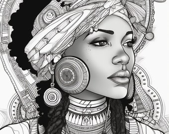 African American Woman Portrait Coloring Pages: Black Women Art (Printable PDF)
