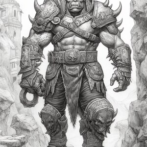 Orcs Coloring Page for Adults and Teens, Grayscale Coloring Book ...