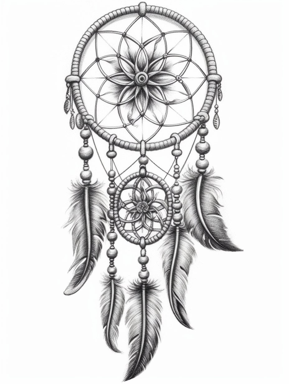 Dreamcatchers Coloring Book for Adults and Kids, Grayscale Coloring ...