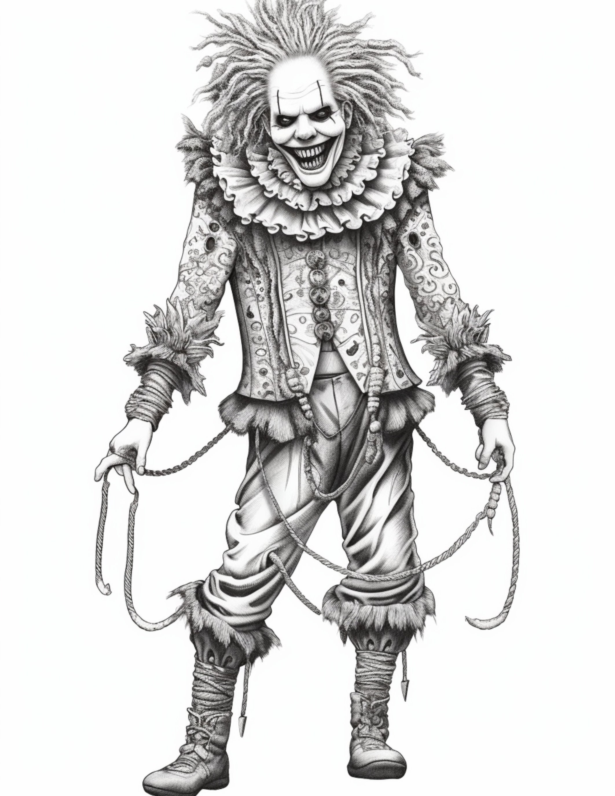 Scary Clowns Coloring Book Adults Coloring Pages Grayscale - Etsy