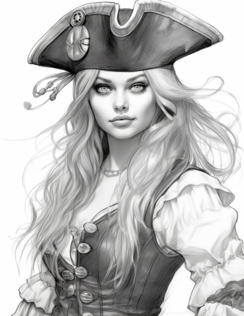 20 Fierce Female Pirates: Coloring Pages for Adults Kids - Etsy