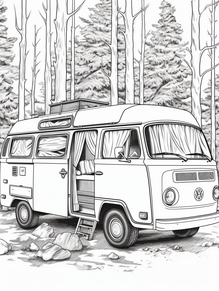 10 Campervan Coloring Pages Printable for Adults: Unleash Your Inner Artist on the Road