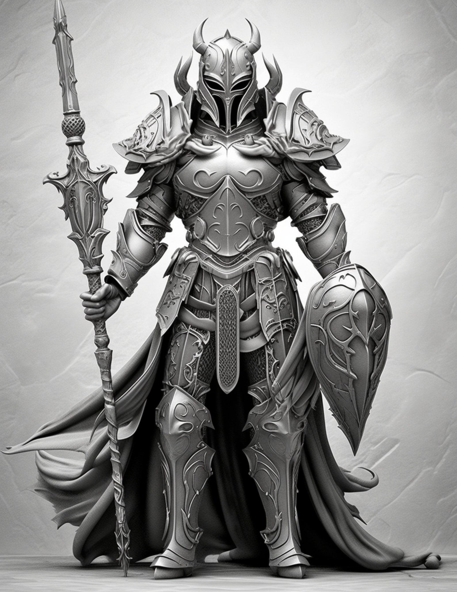 Knights Coloring Page for Adults and Teens Grayscale Coloring - Etsy
