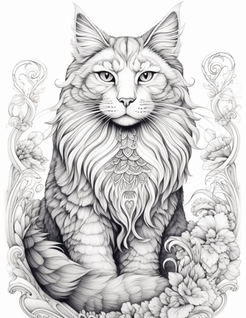 10 Cat Coloring Pages Printable for Adults: Unleash Your Inner Artist