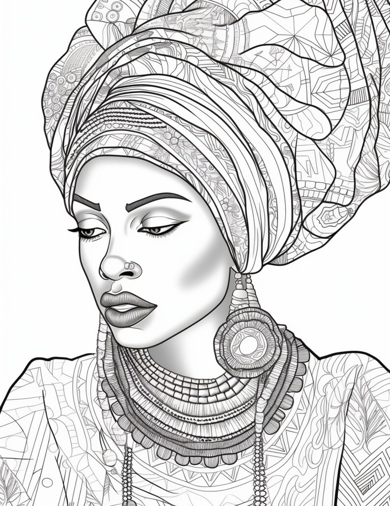Black Woman Coloring Pages Printable PDF Beautiful African - Etsy