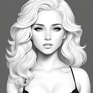 Blond Women Coloring Book: 40+ Beauty Illustrations (Digital Download)