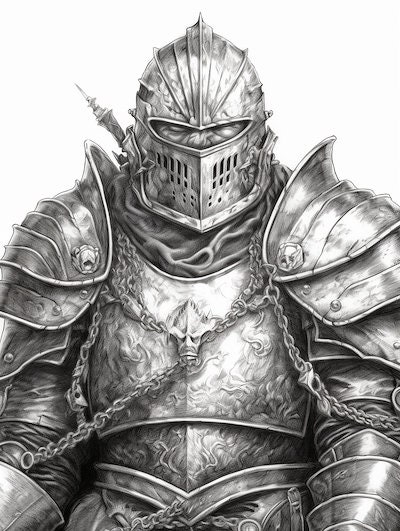 Knights Coloring Book for Adults and Kids Grayscale Coloring - Etsy