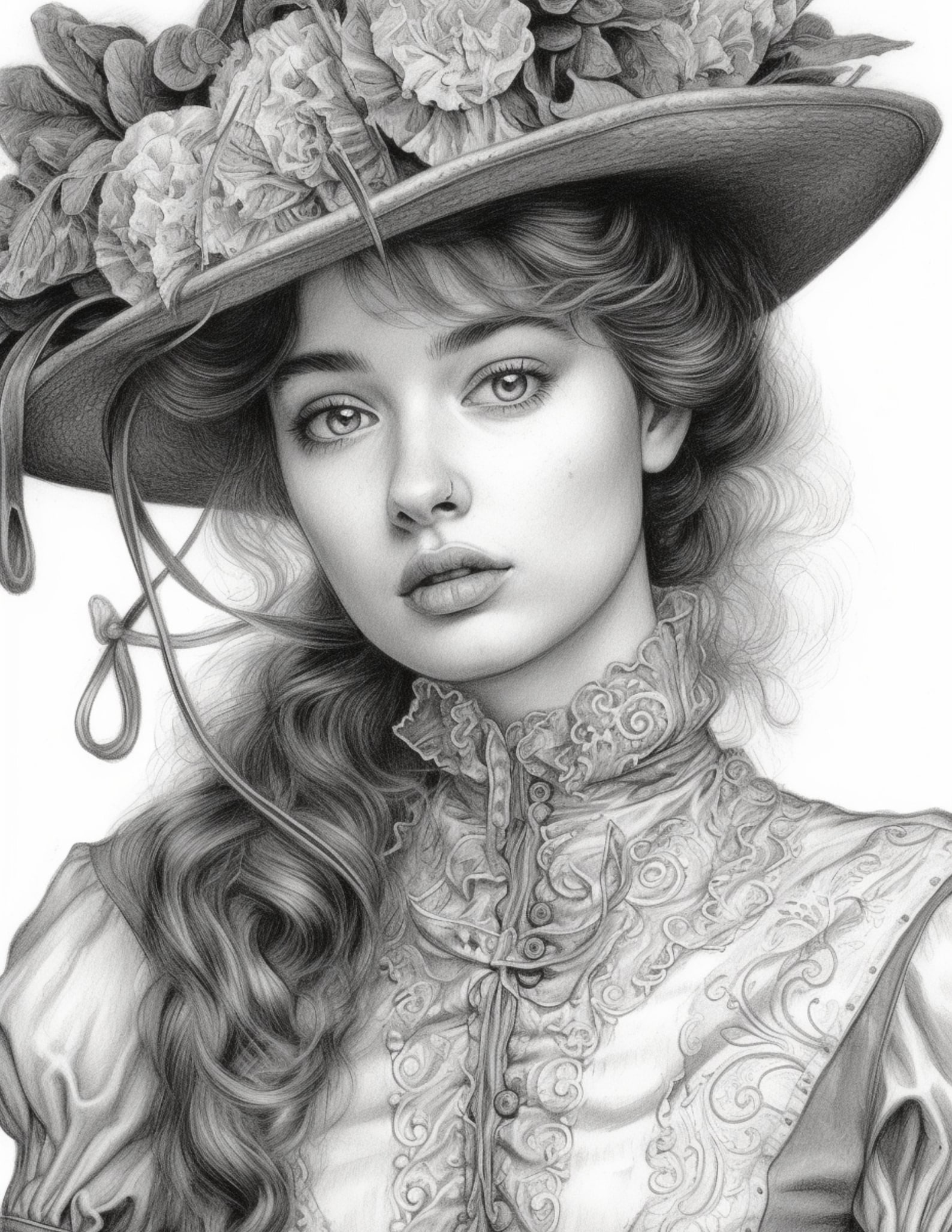 Victorian Women Coloring Pages for Adults and Teens Grayscale - Etsy