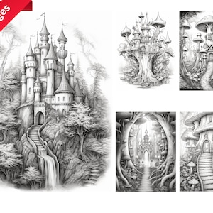 Enchanted Country Coloring Book for Adults + kids- Instant Download - Gift, Printable Art PDF