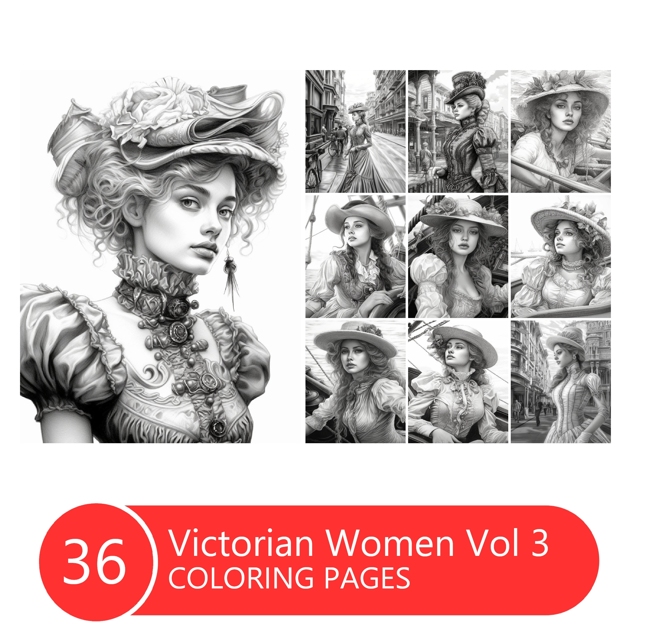 Victorian Women Vol 3 Coloring Book for Adults and Kids - Etsy