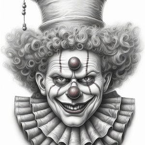 Weird Clowns Coloring Book for Adults and Kids, Grayscale Coloring ...