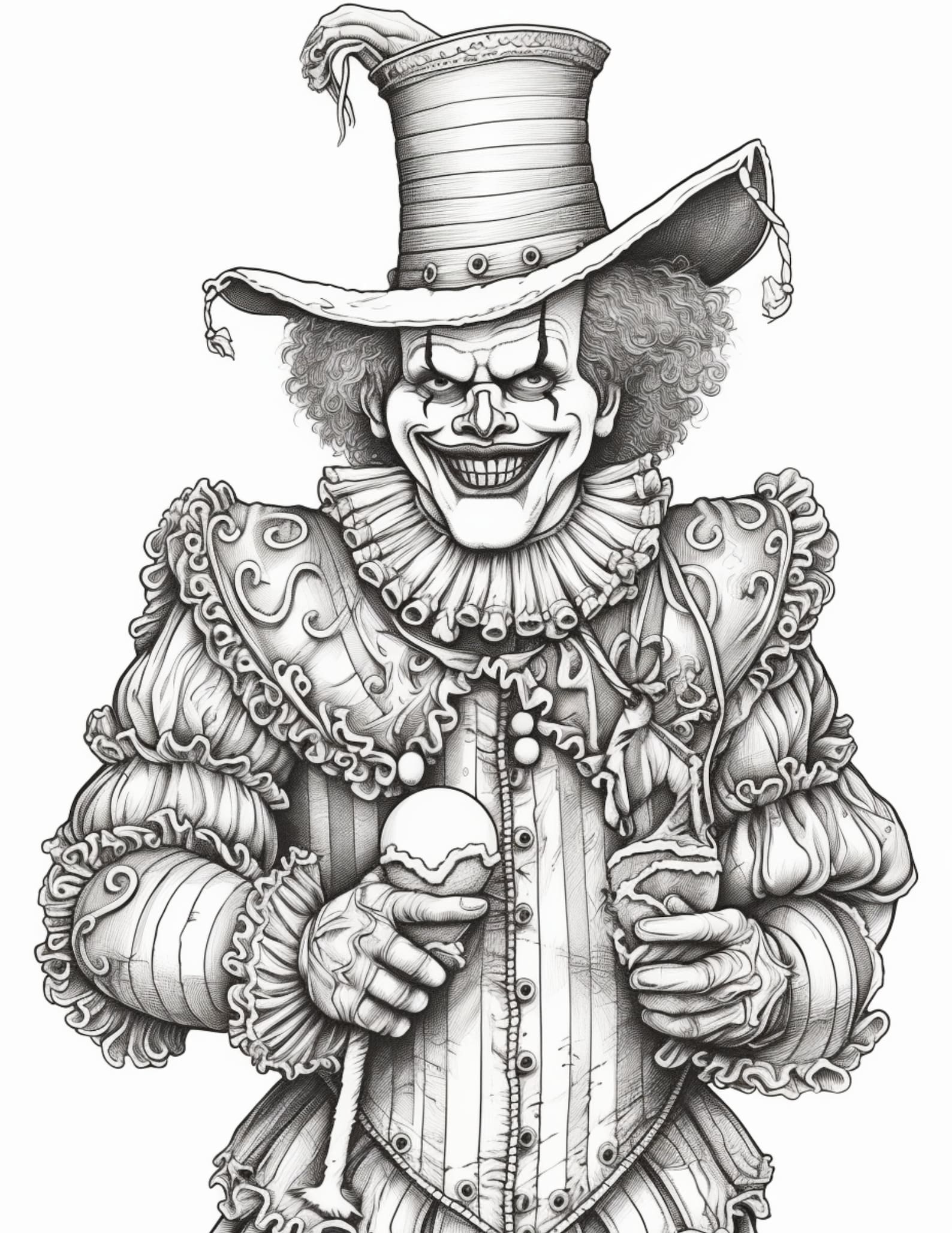 Scary Clowns Coloring Book Adults Coloring Pages Grayscale - Etsy