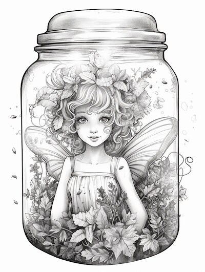 Fairy in a Jar Coloring Book for Adults and Kids Grayscale - Etsy