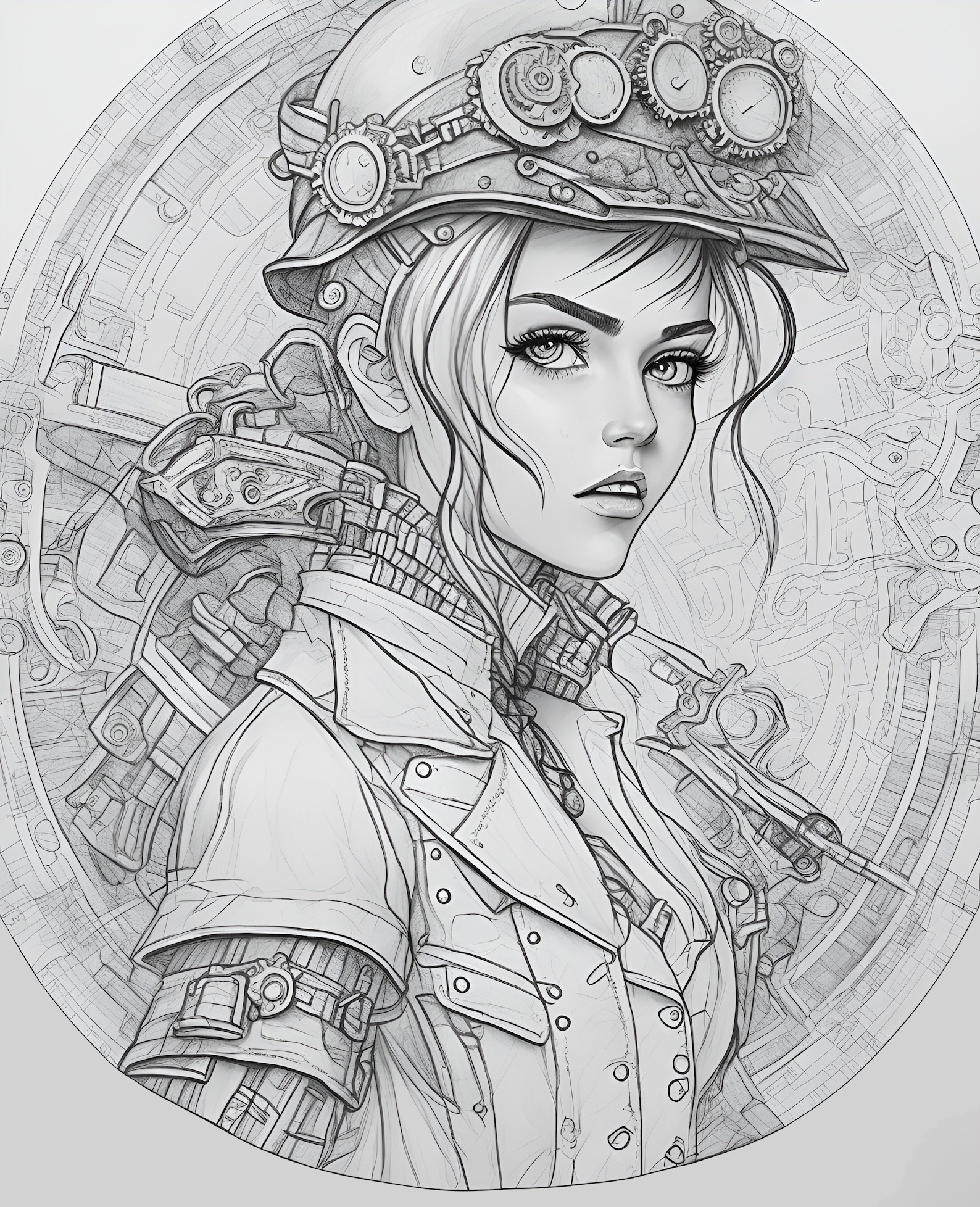 70 Steampunk Girls Coloring Book Adults Kids Coloring - Etsy