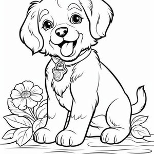 Cute Dogs Coloring Pages for Kids, Instant Download, PDF Print - Etsy