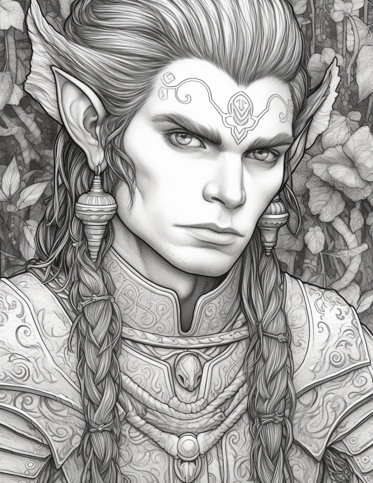 Elf Coloring Page for Adults and Teens Grayscale Coloring - Etsy