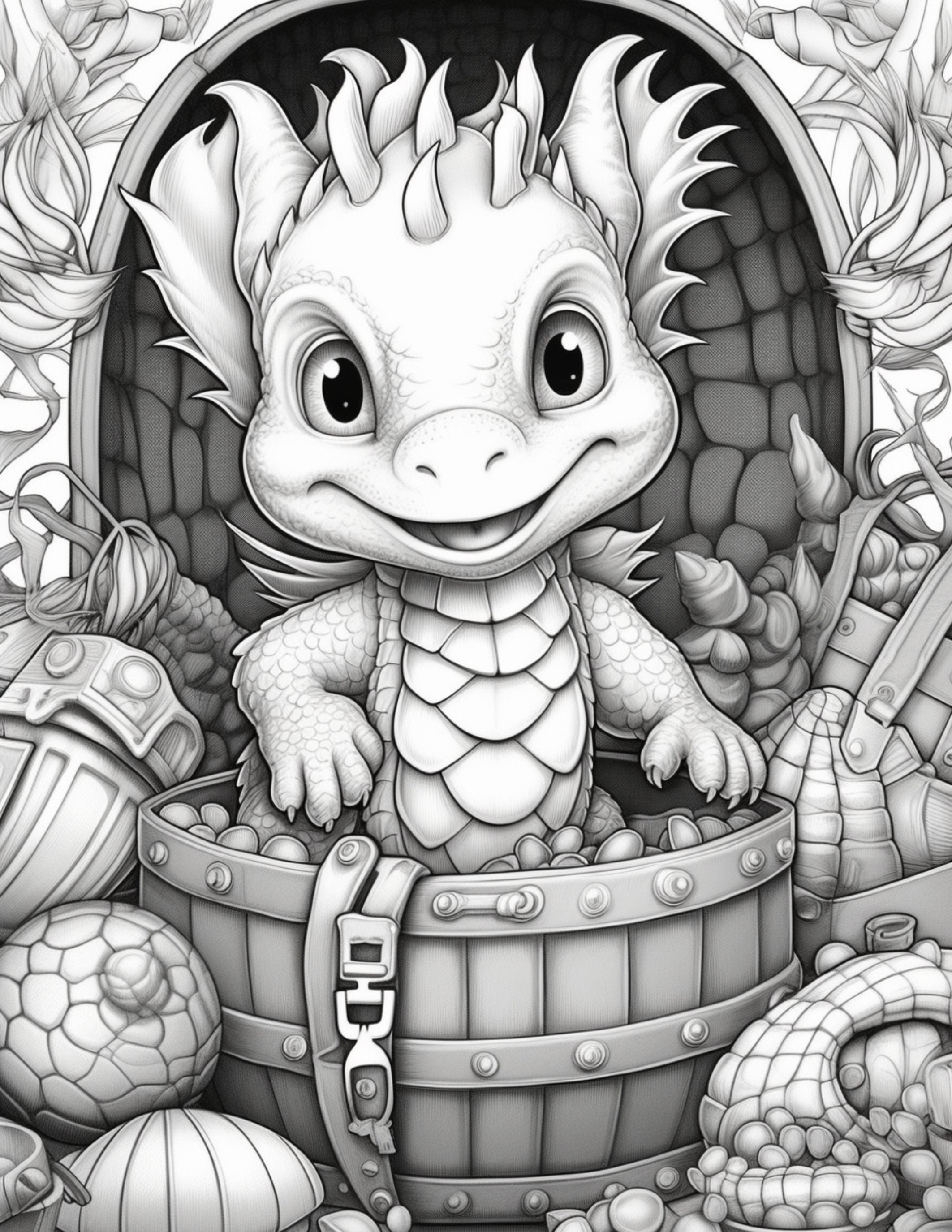Baby Dragons Coloring Page for Adults and Kids Fantasy - Etsy