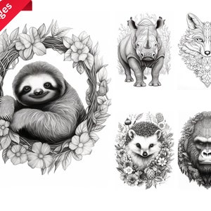 Wild Animals Coloring Pages: Kids & Adults (Digital Download)