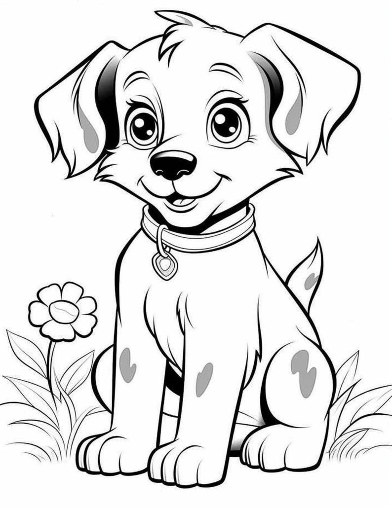 Cute Dogs Coloring Pages for Kids Instant Download