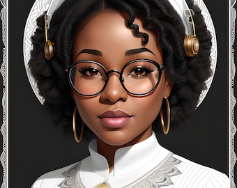 Black Woman Portrait Coloring Page: African American Art (Printable PDF)