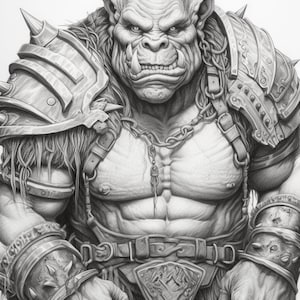 Orcs Coloring Page for Adults and Teens, Grayscale Coloring Book ...