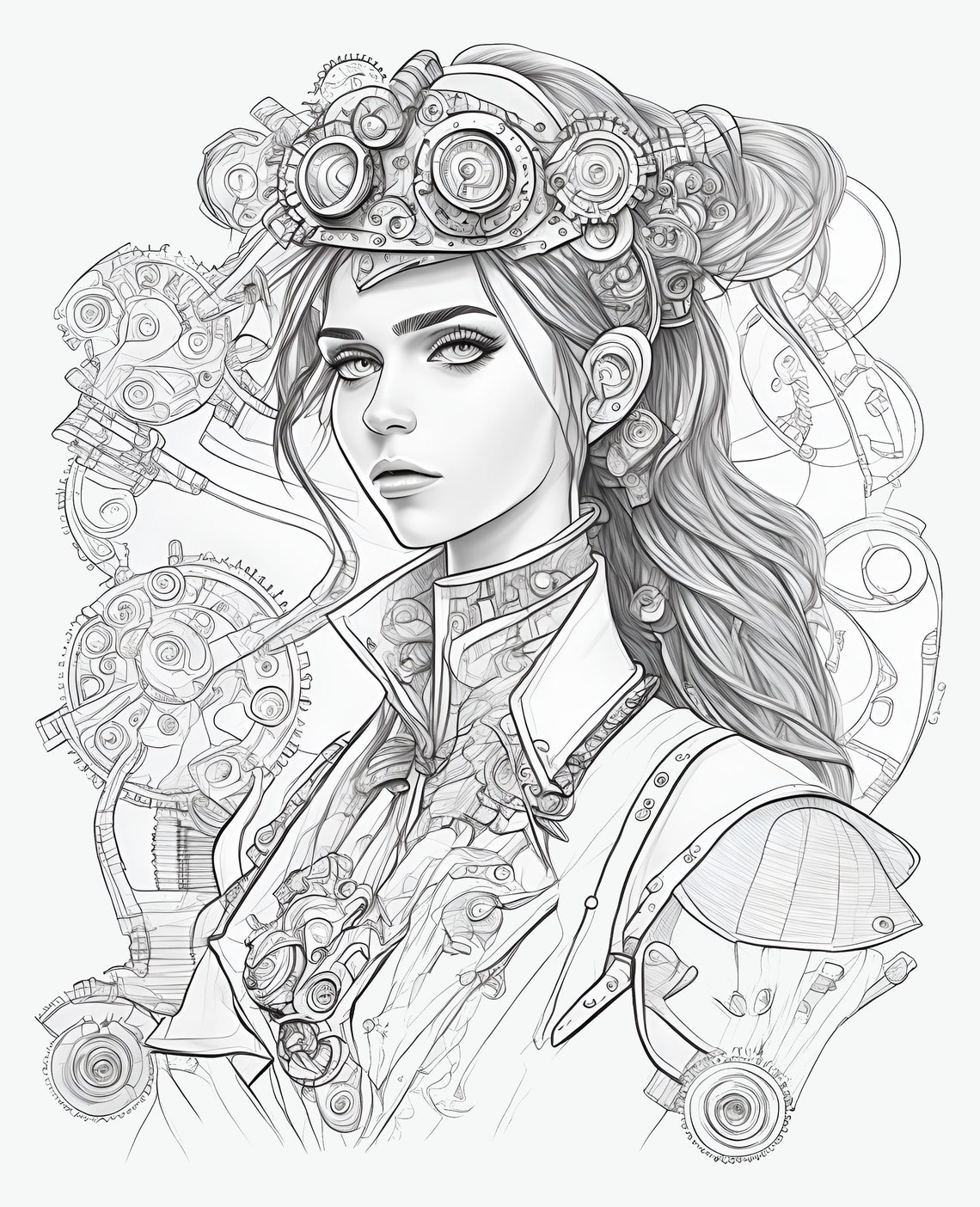 70 Steampunk Girls Coloring Book Adults Kids Coloring - Etsy