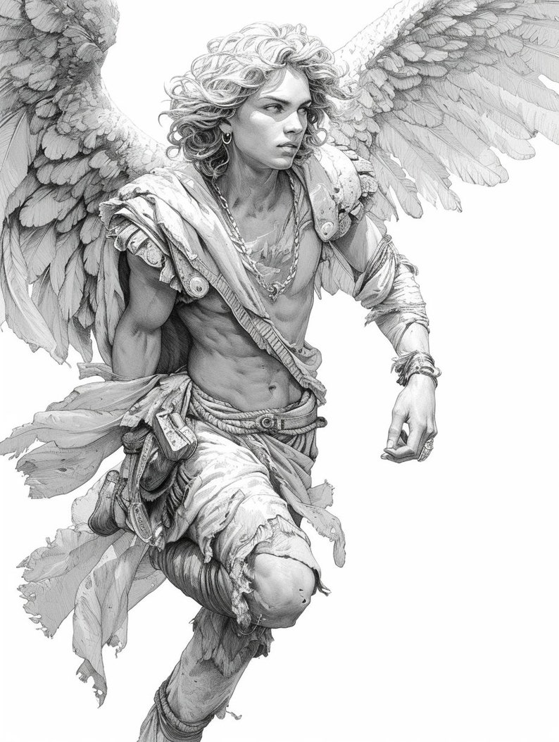 Angels Coloring Book Vol 2: Grayscale Illustrations (printable PDF) - Etsy